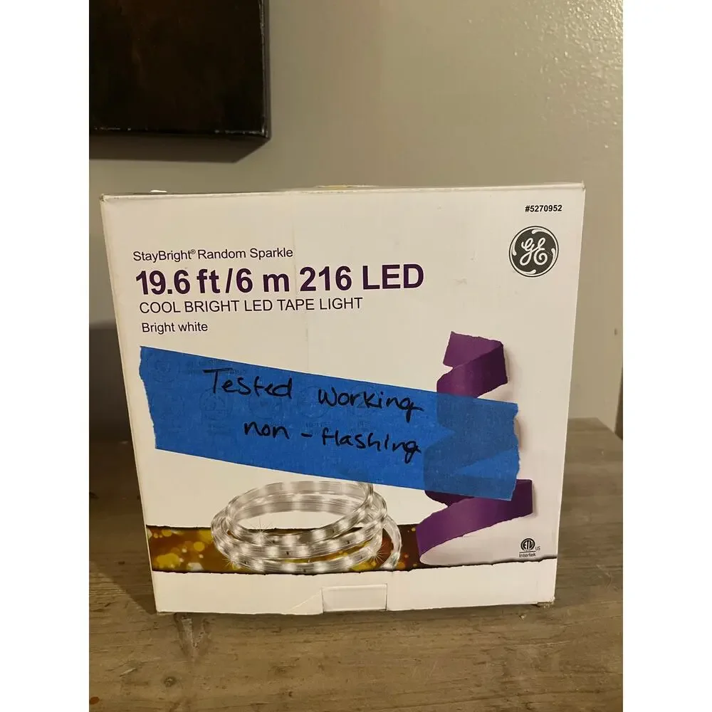 Cool bright LED tape light 19.6 feet bright white non-flashing